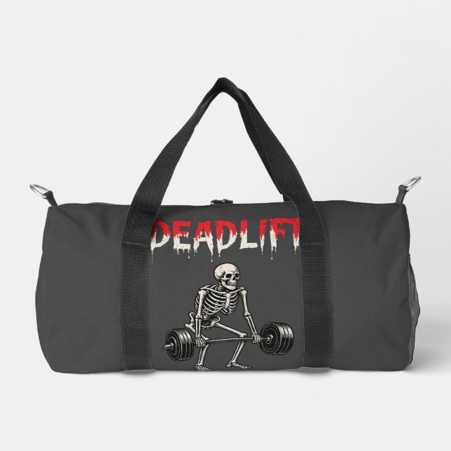 Deadlift Bodybuilding Skeleton - Lifting Gym Humor Duffle Bag (Front)