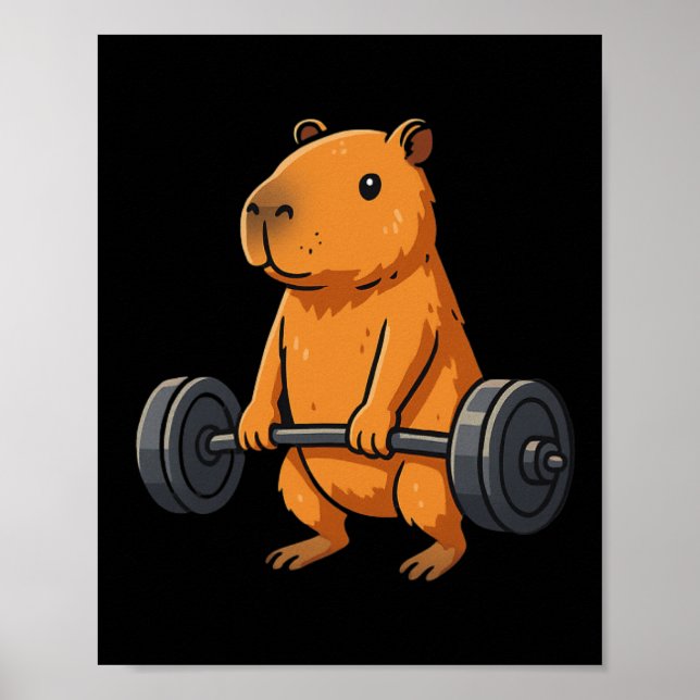 Deadlift Capybara Funny Fitness Capy Lover Gym Men Poster (Front)