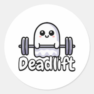 Deadlift! Cute Deadlifting Ghost Pun Classic Round Sticker
