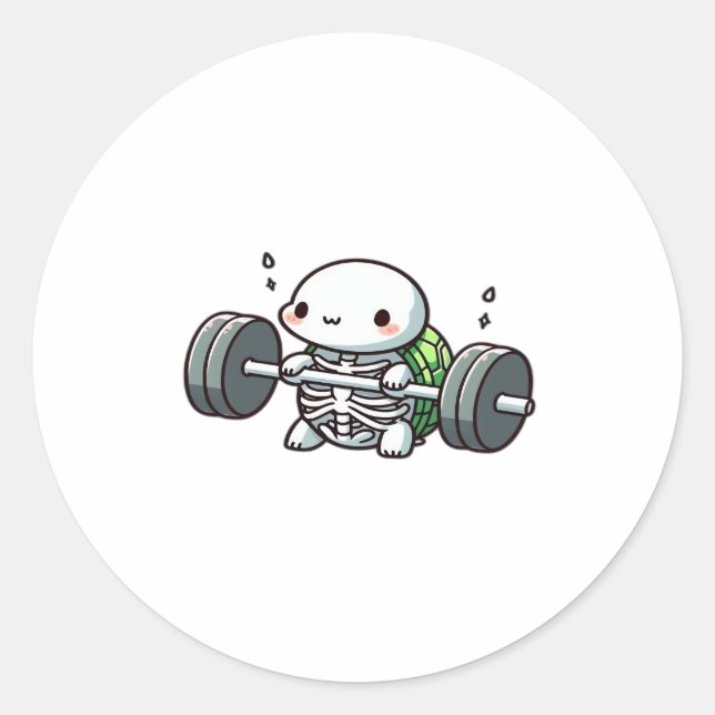 Deadlift Cute Turtle Classic T-Shirt Classic Round Sticker (Front)