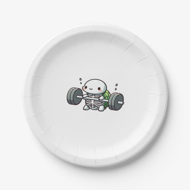 Deadlift Cute Turtle Classic T-Shirt Paper Plate (Front)