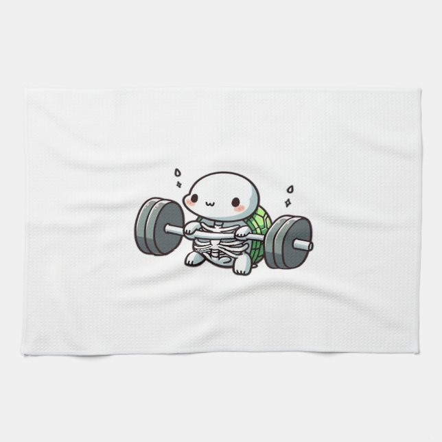 Deadlift Cute Turtle Classic T-Shirt Tea Towel (Horizontal)