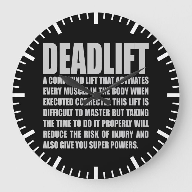 Deadlift - Funny Workout Motivational Large Clock (Front)