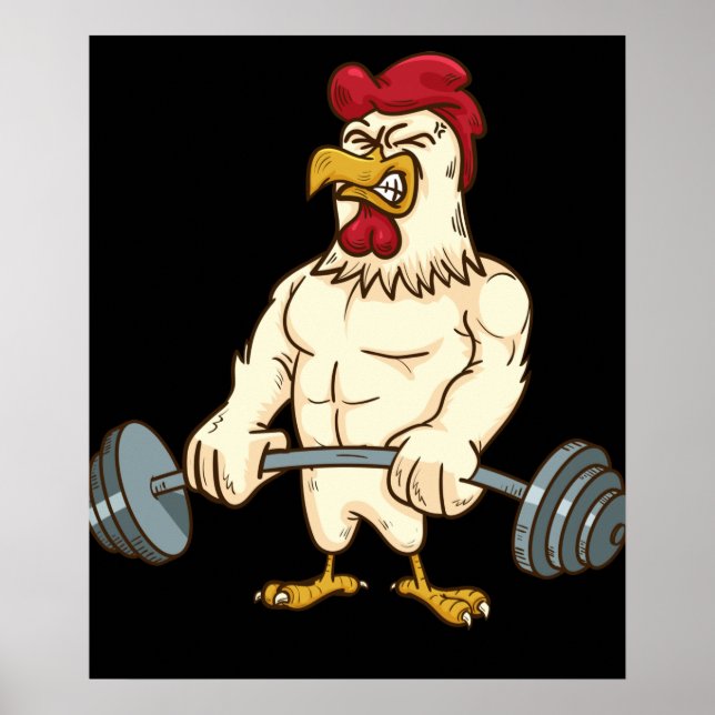 Deadlift Gym Chicken Fitness Bodybuilding Poster (Front)
