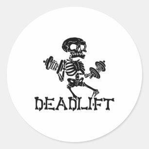 Deadlift Halloween Skeleton Workout Bodybuilding G Classic Round Sticker