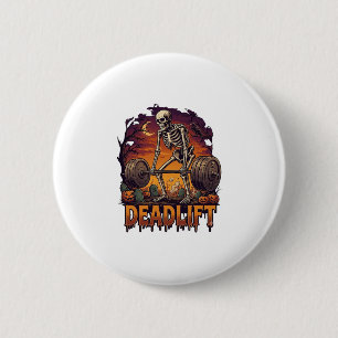 Deadlift Skeleton Barbell Halloween Pumpkins Grave 6 Cm Round Badge
