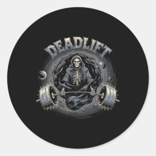 Deadlift Skeleton Gift Fitness Goth Tarot Card Gym Classic Round Sticker