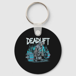 Deadlift Skeleton Gift Fitness Goth Tarot Card Gym Key Ring