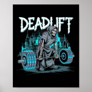 Deadlift Skeleton Gift Fitness Goth Tarot Card Gym Poster