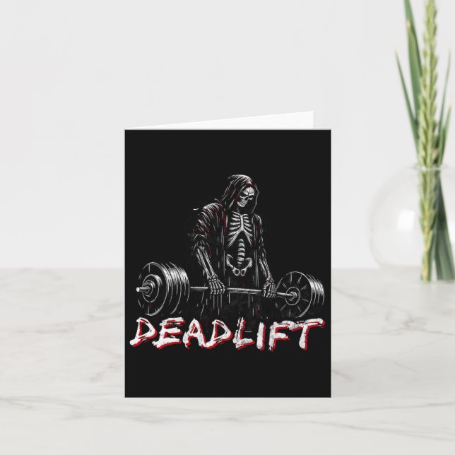 Deadlift Skeleton Halloween Gym Jokes Weightliftin Card (Front)