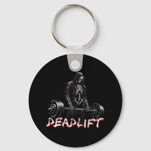 Deadlift Skeleton Halloween Gym Jokes Weightliftin Key Ring