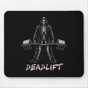 Deadlift Skeleton Halloween Gym Jokes Weightliftin Mouse Mat