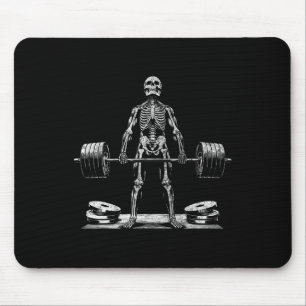 Deadlift Skeleton Halloween Gym Jokes Weightliftin Mouse Mat