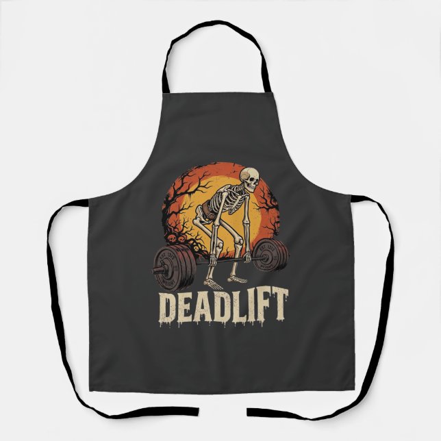 Deadlift Skeleton Halloween Gym Workout Design Apron (Front)