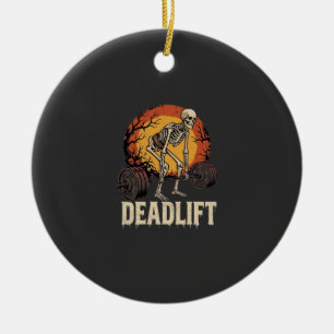 Deadlift Skeleton Halloween Gym Workout Design Ceramic Tree Decoration