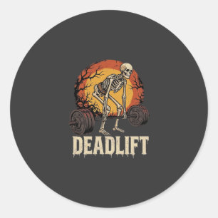 Deadlift Skeleton Halloween Gym Workout Design Classic Round Sticker