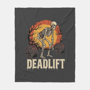 Deadlift Skeleton Halloween Gym Workout Design Fleece Blanket