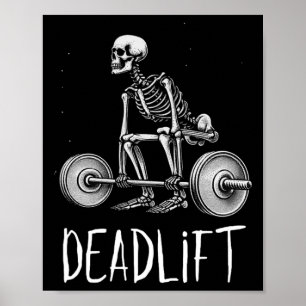 Deadlift Skeleton Workout Halloween Weight Lifting Poster