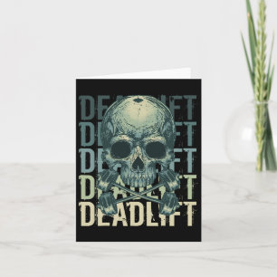 Deadlift Skull Skeleton Workout Powerlifting Gym L Card