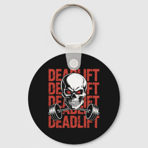 Deadlift Skull Skeleton Workout Powerlifting Gym L Key Ring