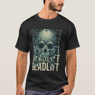 Deadlift Skull Skeleton Workout Powerlifting Gym L T-Shirt
