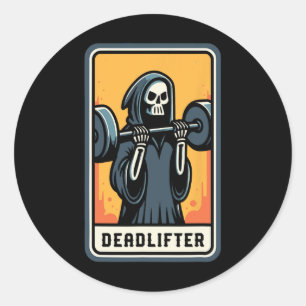 Deadlifter Grim Reaper Lifting Weights Gym Hallowe Classic Round Sticker