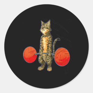 Deadlifting Cat Weightlifting Bodybuilding Fitness Classic Round Sticker