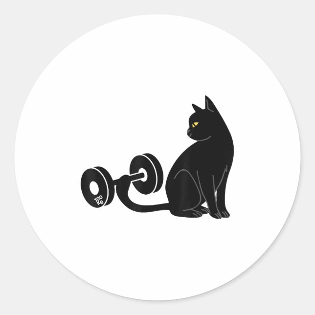 Deadlifting Cat Workout Gym Fitness Exercise Weigh Classic Round Sticker (Front)
