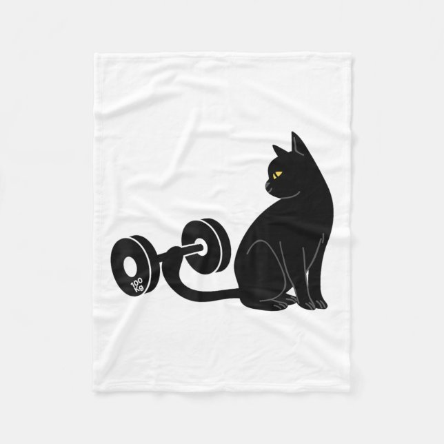 Deadlifting Cat Workout Gym Fitness Exercise Weigh Fleece Blanket (Front)