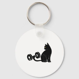 Deadlifting Cat Workout Gym Fitness Exercise Weigh Key Ring