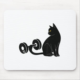 Deadlifting Cat Workout Gym Fitness Exercise Weigh Mouse Mat
