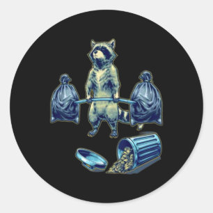 Deadlifting Racoon Weightlifting Bodybuilding Fit Classic Round Sticker