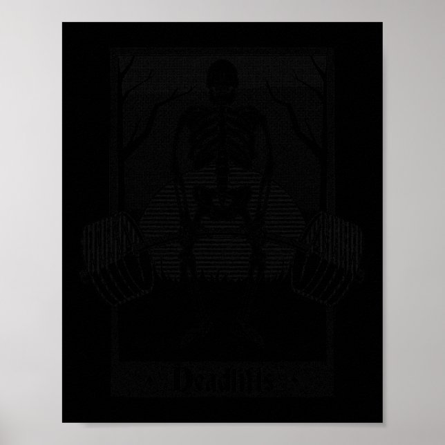 Deadlifts Weightlifter Skeleton Halloween Gym Work Poster (Front)