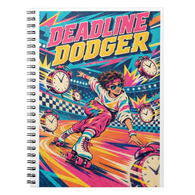 Deadline Dodger Retro Roller Skating Notebook (Front)