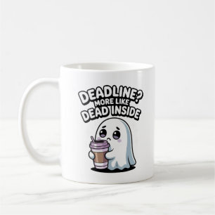 Deadline? More Like Dead Inside Kawaii Ghost Coffee Mug