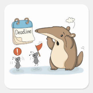 Deadline Panic | Office Anteater Square Sticker