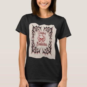 Deadly Beautiful – Gothic Skull Floral Design T-Shirt