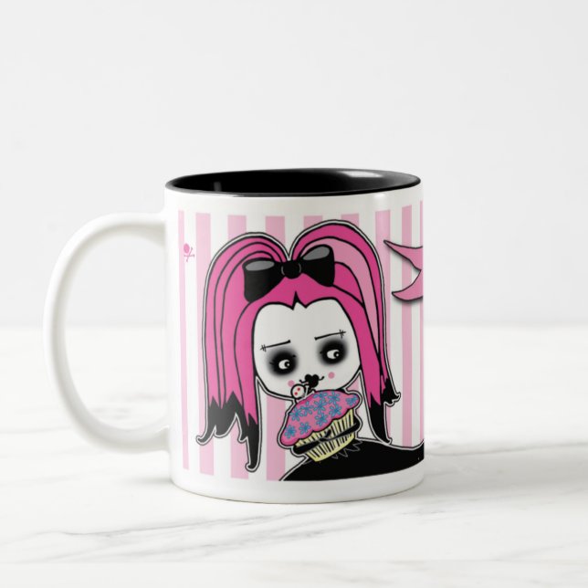 Deadly Cute™ Delilah Cupcake Time Two-Tone Coffee Mug (Left)