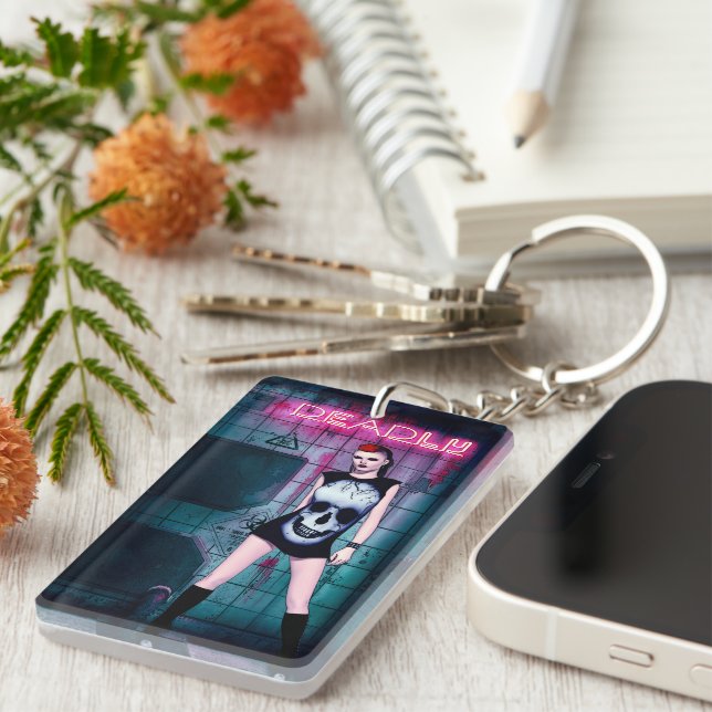 Deadly Gothic Girl Key Ring (Front Right)