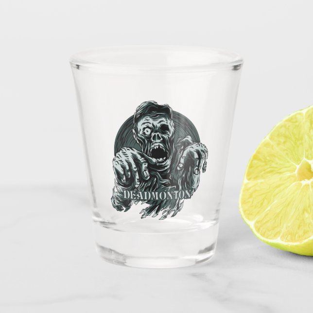 DEADMONTON shot glass (Front)