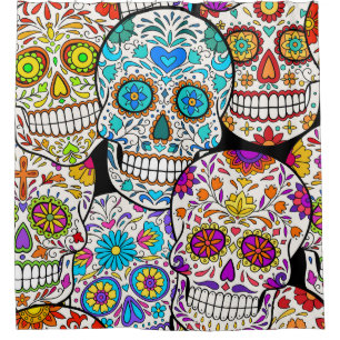 Dead's Day: Vibrant Mexican Patterns. Shower Curtain