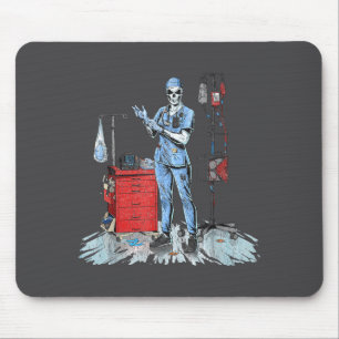Deadside Nurse Blue Scrubs Funny Skeleton Doctor M Mouse Mat