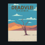 Deadvlei Namibia Travel Vintage Art Postcard<br><div class="desc">Deadvlei vector artwork. Deadvlei is a white clay pan located near the more famous salt pan of Sossusvlei,  inside the Namib-Naukluft Park in Namibia.</div>