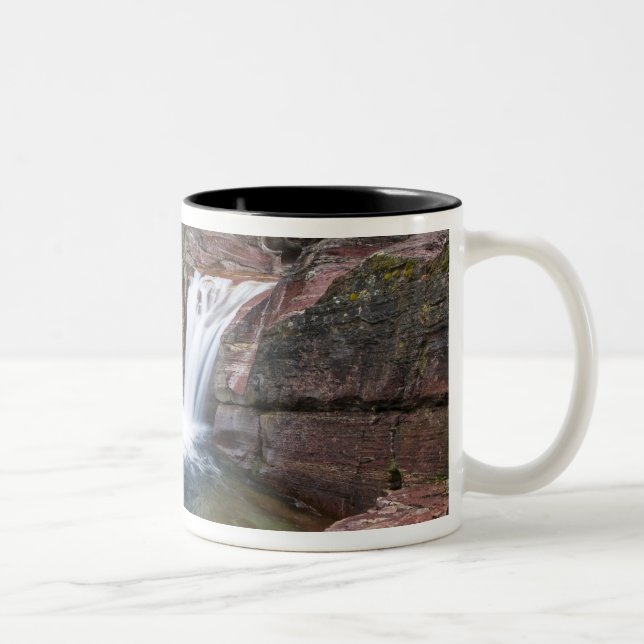 Deadwood Falls on Reynolds Creek in autumn in Two-Tone Coffee Mug (Right)