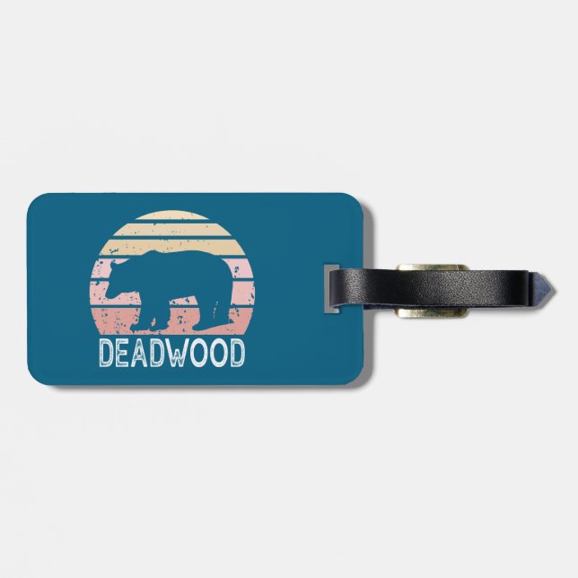 Deadwood South Dakota Retro Bear Luggage Tag (Back Horizontal)