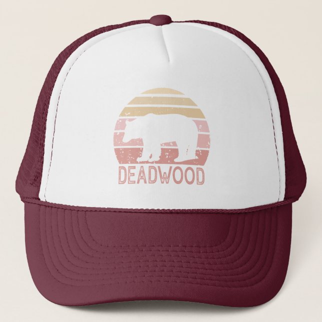 Deadwood South Dakota Retro Bear Trucker Hat (Front)