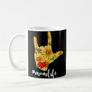 Deaf Awareness Asl Sign Language Sunflower I Love Coffee Mug