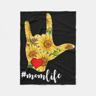 Deaf Awareness Asl Sign Language Sunflower I Love Fleece Blanket