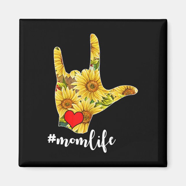 Deaf Awareness ASL Sign Language Sunflower I Love  Magnet (Front)