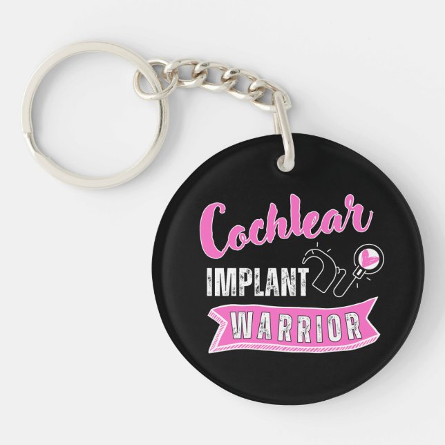 Deaf Awareness - Cochlear Implant Warrior  Key Ring (Front)